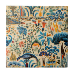 Azulejo De Cerâmica Padrão Botânico de Aves Exóticas Chinoiserie (11)