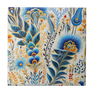 Azulejo De Cerâmica Padrão Botânico de Aves Exóticas Chinoiserie (5)