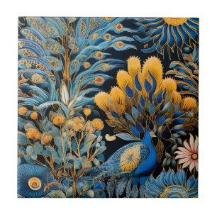 Azulejo De Cerâmica Padrão Botânico de Aves Exóticas Chinoiserie (8)