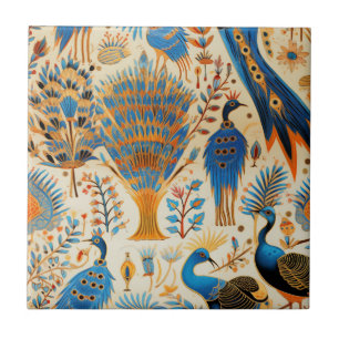 Azulejo De Cerâmica Padrão Botânico de Aves Exóticas Chinoiserie (9)