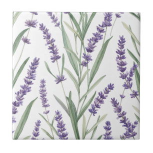 Azulejo De Cerâmica Padrão Botânico de Lavanda