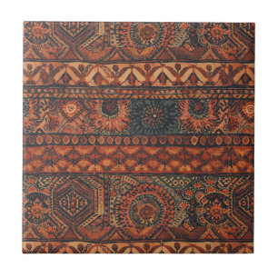 Azulejo De Cerâmica Padrão Botânico de Terracota Salvia Dark Boho