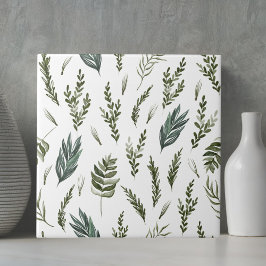Azulejo De Cerâmica Padrão Botânico Folhas Verdes