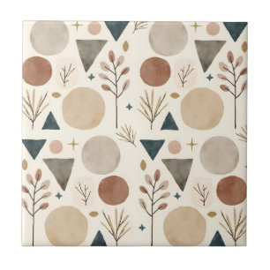 Azulejo De Cerâmica Padrão Botânico Geométrico Boho Design 385