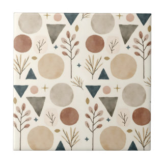 Azulejo De Cerâmica Padrão Botânico Geométrico Boho Design 385