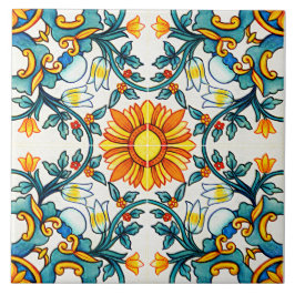 Azulejo De Cerâmica Padrão Botânico mediterrânico