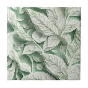 Azulejo De Cerâmica Padrão botânico verde-Elegante