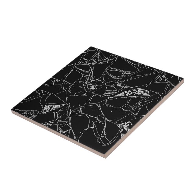 Azulejo De Cerâmica Padrão branco preto Elegante moderno clássico Terr (Lateral)