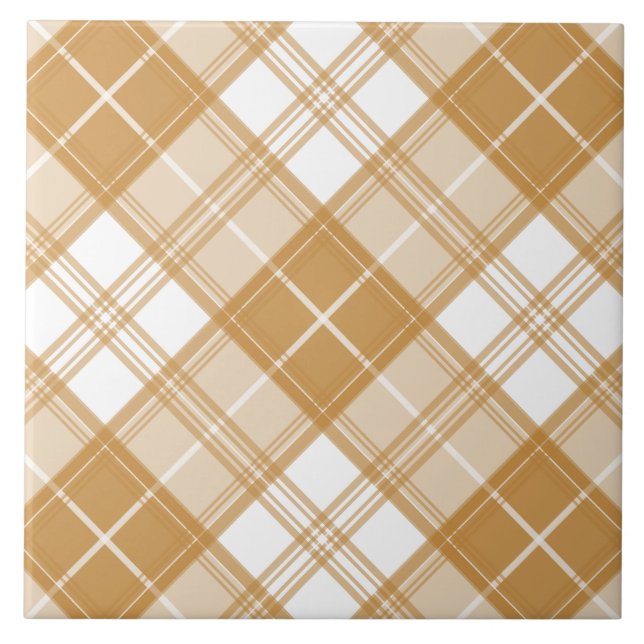 Azulejo De Cerâmica Padrão Brown White Tartan yxm0uat9 (Frente)