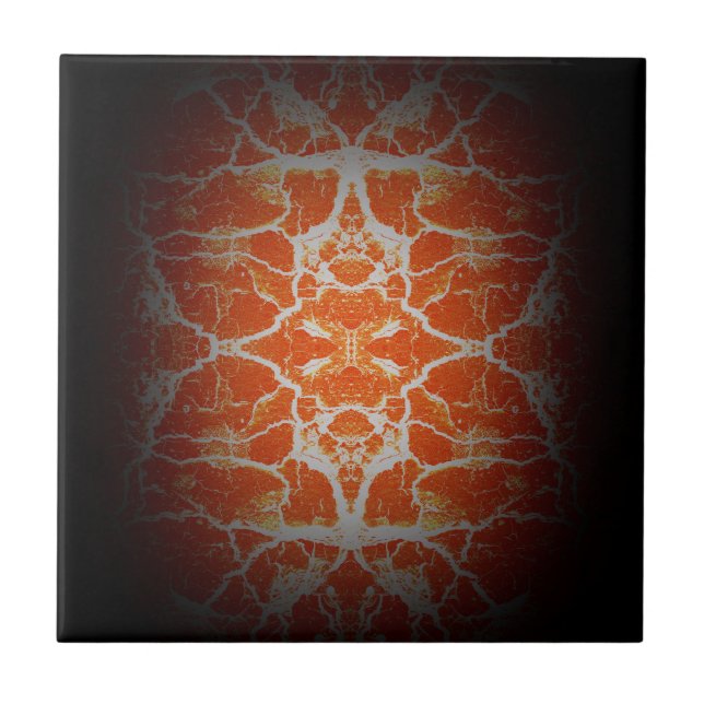 Azulejo De Cerâmica Padrão caleidoscópio laranja (Frente)