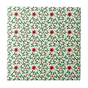Azulejo De Cerâmica Padrão caprichoso de flores folclóricas borboleta 