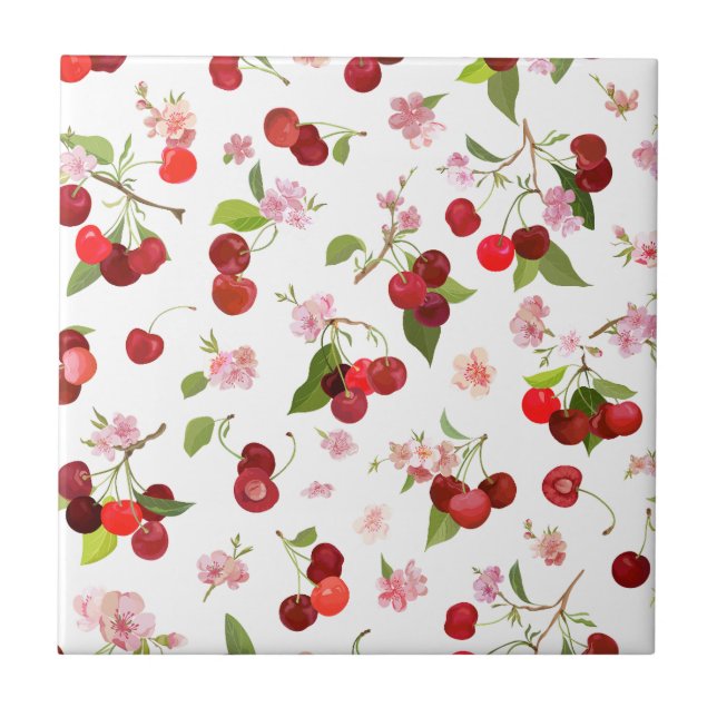 Azulejo De Cerâmica Padrão Cherry 1 (Frente)