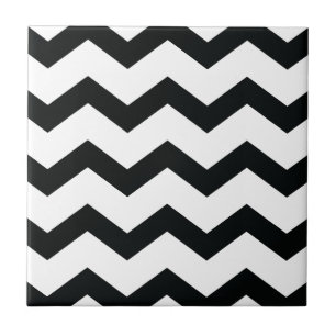 Azulejo De Cerâmica Padrão Chevron Preto e Branco