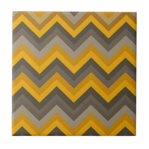 Azulejo De Cerâmica Padrão Chevron Retro Mostarda Amarelo Cinza 