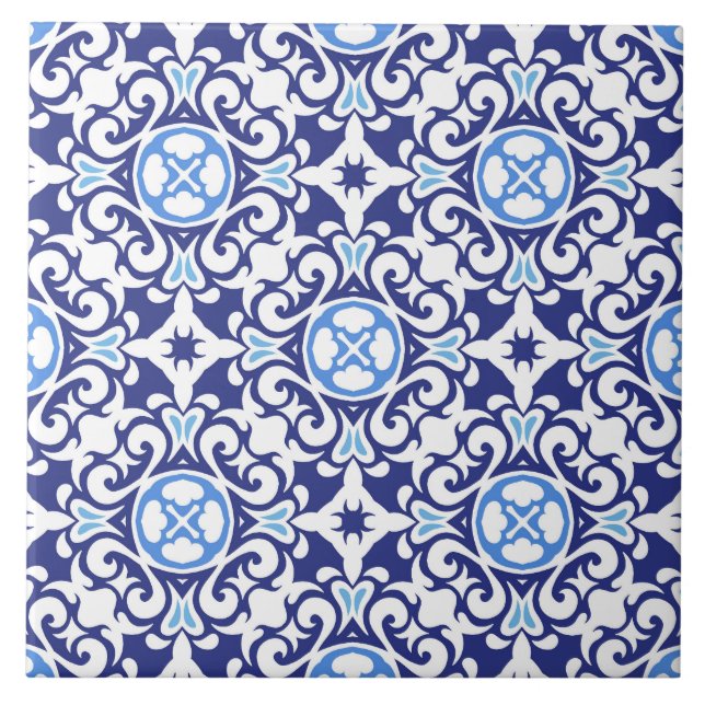 Azulejo De Cerâmica Padrão Clássico Antigo Boho (Frente)