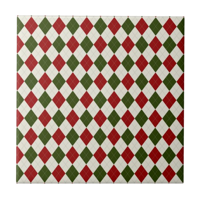 Azulejo De Cerâmica Padrão Clássico de Argyle de Natal (Frente)