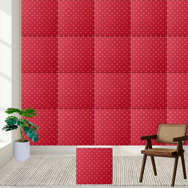 Azulejo De Cerâmica Padrão clássico de Bolinhas vermelha e branca (Classic Red and White Polka Dot Pattern Ceramic Tile)