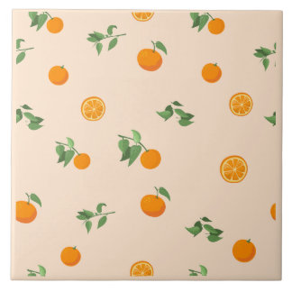 Azulejo De Cerâmica Padrão clássico de citrino de fruta laranja