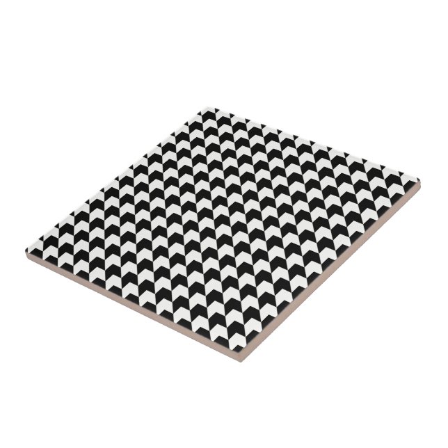 Azulejo De Cerâmica Padrão clássico de houndstooth preto (Lateral)