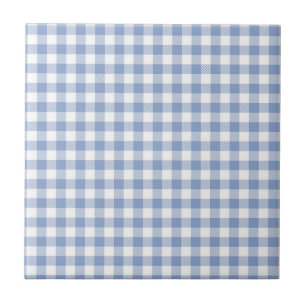 Azulejo De Cerâmica Padrão clássico Gingham azul verificado