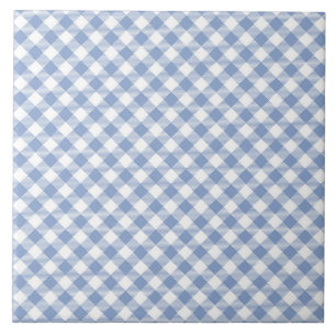 Azulejo De Cerâmica Padrão clássico Gingham azul verificado
