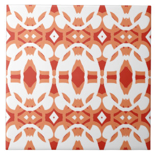 Azulejo De Cerâmica Padrão clássico vibrante branco e vermelho