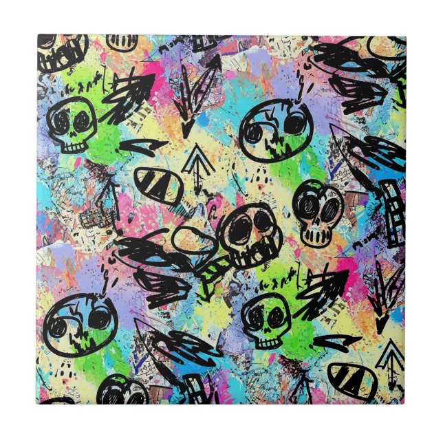 Azulejo De Cerâmica Padrão Colorido de Grafite Urbano (1) (Frente)