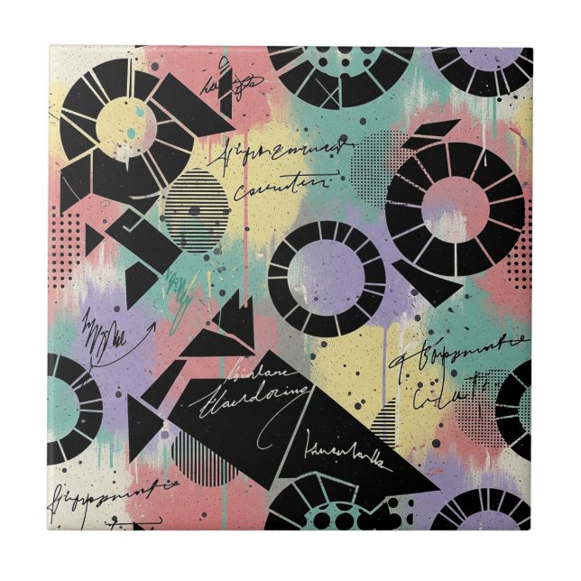 Azulejo De Cerâmica Padrão Colorido de Grafite Urbano (10) (Frente)