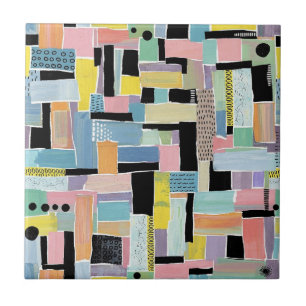 Azulejo De Cerâmica Padrão Colorido de Patchwork Abstrato (2)