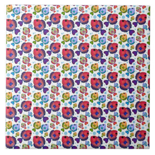 Azulejo De Cerâmica Padrão Colorido de Peixes Tropicais