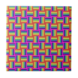 Azulejo De Cerâmica Padrão Colorido do Bloco Arco-Íris