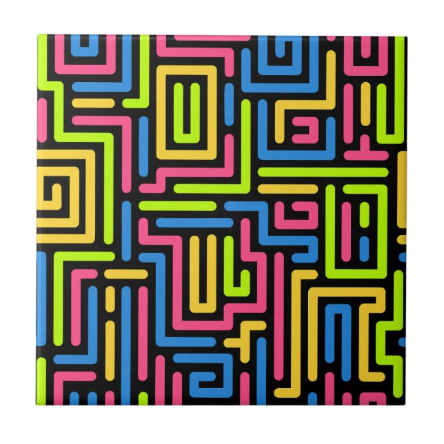 Azulejo De Cerâmica Padrão colorido dos anos 80 da Trendy (Frente)