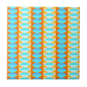 Azulejo De Cerâmica Padrão Colorido Turquesa Azul Laranja Amarelo