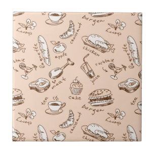 Azulejo De Cerâmica Padrão com Comida