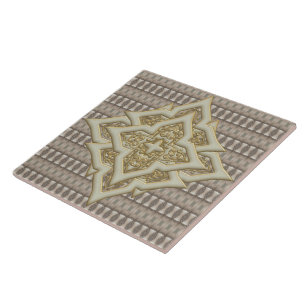 Azulejo De Cerâmica Padrão com emblemas de diamante ・ Grande ・ Az