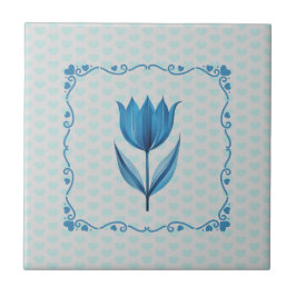 Azulejo De Cerâmica Padrão com um Tulipa Azul