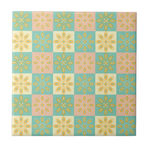 Azulejo De Cerâmica Padrão contínuo com motivos florais geométricos