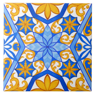 Azulejo De Cerâmica Padrão contínuo de aquarela em majólica