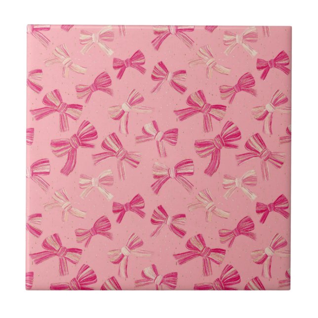Azulejo De Cerâmica Padrão contínuo de arco rosa coquette (Frente)