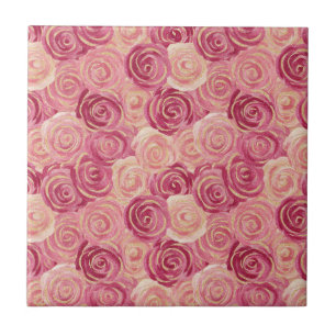 Azulejo De Cerâmica Padrão contínuo de brilho com redemoinho de rosa c
