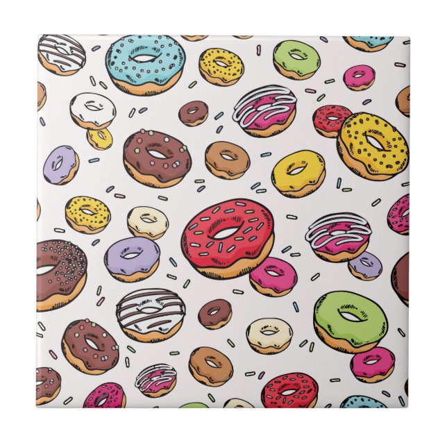 Azulejo De Cerâmica Padrão contínuo de Donuts (Frente)