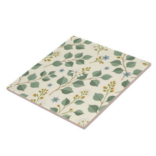 Azulejo De Cerâmica Padrão contínuo de eucalipto floral