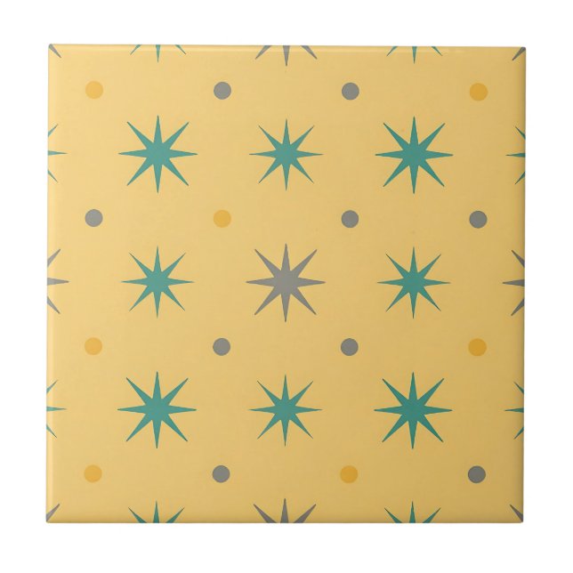 Azulejo De Cerâmica Padrão contínuo de explosão de estrelas do meio do (Frente)