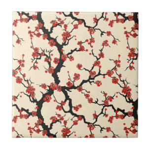 Azulejo De Cerâmica Padrão contínuo de flor de cerejeira elegante