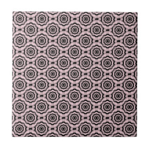 Azulejo De Cerâmica Padrão contínuo de flor preta rosa