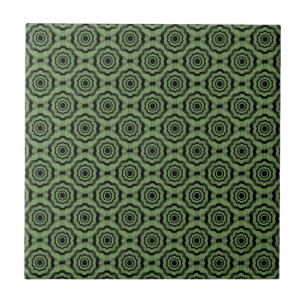 Azulejo De Cerâmica Padrão contínuo de flor preta verde