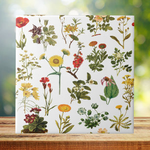 Azulejo De Cerâmica Padrão contínuo de flores silvestres vintage