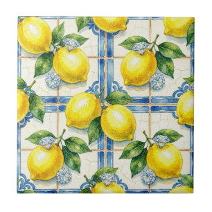 Azulejo De Cerâmica Padrão contínuo de limões e diamantes