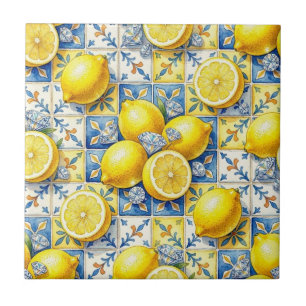 Azulejo De Cerâmica Padrão contínuo de limões e diamantes
