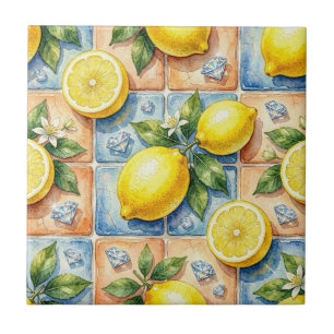 Azulejo De Cerâmica Padrão contínuo de limões e diamantes